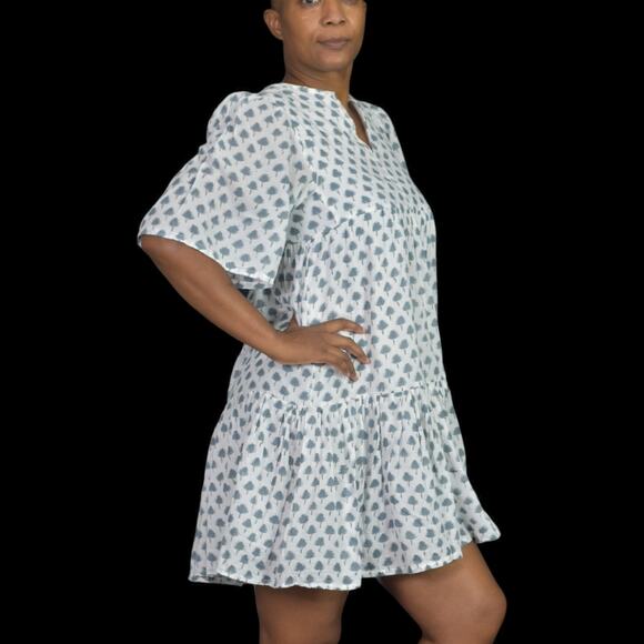 Emerson Fry Isla Mini Dress White Print Babydoll Cotton HandBlock Swingy Small - Picture 6 of 16